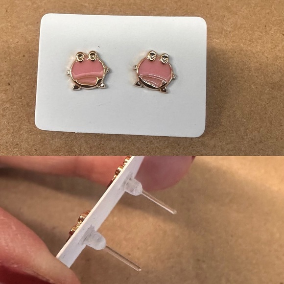 BRAND NEW HYPOALLERGENIC EARRINGS POST PEPPA FROG KIDS LADIES - Picture 3 of 3